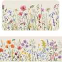 Dunzy Spring Flower Kitchen Mat Floral Floor Rugs Sets of 2 Non Slip Cushioned Standing Mat for Farmhouse Sink, Laundry, Desk, Home 16"x 47"+16"x 29"