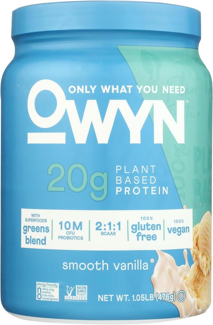 OWYN Only What You Need Plant-Based Protein Powder, Smooth Vanilla, 1.05 lbs (1.1 Pound (Pack of 1))
