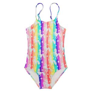 Girls One Piece Swimsuits Swimming Suit for 5-12 Years, Unicorn Print Soft Breathable Quick-Dry Fabric,Sun Protection, Adjustable Straps, Stretchy Swim Suit for Tween Girls