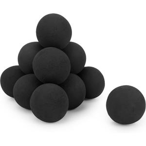 Stanbroil Ceramic Balls - 4 Round Fire Stones for Fire Pit Fire Bowl and Fireplace - Set of 12, Black