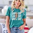 Football Mama Shirts Women Game Day Football Mom T Shirt Season Sports Mom Shirt Short Sleeve Sunday Tee Tops (Small, Cyanblue)