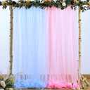 Pink and Blue Backdrop Curtain for Gender Reveal Girl and Boy Party Sheer Tulle Backdrop Drapes for Baby Shower Birthday Party Photoshoot Background Decorations 2 Panels 5ft X 8 ft With Light