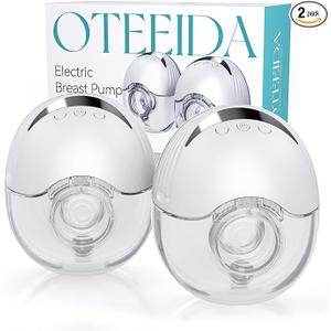 Hands Free Breast Pump Wearable MY375  Strong Suction, Low Noise, Wearable Breastfeeding Pump with 4 Mode &12 Levels, Portable Electric Breast Pump 24mm  19/21/Insert/Flange, 2 Pack (White)