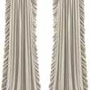 Lush Decor Reyna Ruffle Window Curtain Panel Set, Pair, 54" W x 84" L, Wheat - Flowy Curtain Set - Romantic Ruffle Curtains for Bedroom, Living room, or Dining Room - Farmhouse & Cottage Home Decor