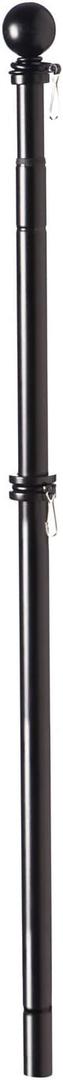 Evergreen Flag Telescoping 5ft Metal Flag Pole | Incl Two Tangle-Free Ring Clips | Black | Wall Mounted for Home Garden Outdoor | House and 3'x5' American Flags with Pole Sleeve or Grommets