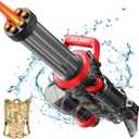 Gatling Electric Water toy for Adults & Kids,The Most Powerful Full Auto Squirts toy with Large Capacity Water Storage Backpack,Up to 36ft Shooting Range,Dazzling Gunfire Effects Muzzle Flash-Black