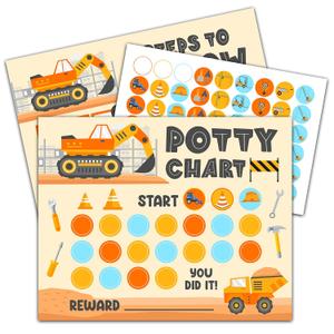Construction Potty Training Reward Chart with Stickers, Dump Truck Themed Behavior Chart for Kids, Toilet Training Chart for Boys Girls  Construction Potty Training Reward Chart with Stickers, Dump Truck Themed Behavior Chart for Kids, Toilet Training Chart for Boys Girls Â