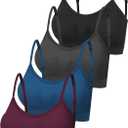 SATINIOR 4 Pieces Bralette Neck Cami Bra Wireless Tank Top Sports Bra for Women (Small-Medium, Black, Grey, Dark Red, Lake Blue)