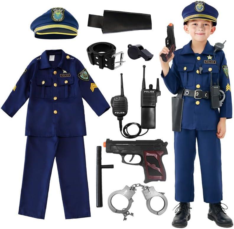 Police Cosutme for Kids, Police Officer Costume Uniform Set with Accessories for Kids (Medium (4T - 6Y))