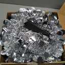 Leyndo 2 Pcs 5 ft Collapsible Artificial Christmas Tree Pop up Silver Sequined Tinsel Pencil Skinny Xmas Tree for Home Fireplace Decoration