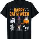 Cats Halloween Spooky Holiday Cute Kitten Cat Halloween T-Shirt S