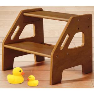 Harwaya Wooden Toddler Step Stool for Bathroom Sink, Dark Wood Kids Toilet 2 Step Stool for Toddlers Potty Training, Baby Child Stepping Stools with Handles for Bedroom Kitchen Counter (Walnut Brown)