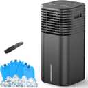 24" Windowless Portable Air Conditioner, 15H Timer & 120°Oscillation, 3-IN-1 Portable AC Unit with Remote, 2-Gal Tank, 3 Modes & 3 Speeds, Ultra-Quiet Ventless Swamp Cooler for Room Home Office, Black