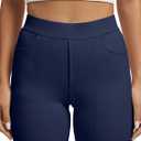 VIMPEP Womens Stretchy Yoga Dress Pants High Rise Straight Leg with Pockets Casual Petite/Regular 1202 (Blue, XS)