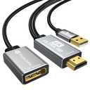 Reborn Active HDMI to DisplayPort Adapter | 4K@60Hz Converter Unidirectional HDMI Source to DP Display HDR Compatible with Laptop,AMD,NVIDIA,PS5,Xbox and More