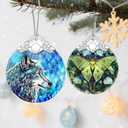 2 x Wolf Ornament, Stained Glass Christmas Decorations, Christmas Ornaments for Tree, Holiday Ornament, Gifts for Wolf Lovers, Holiday Party Gifts, Gift Ideas & Xmas Gift