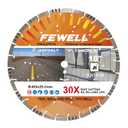 FEWELL 16" Premium Diamond Saw Blade, Multi-Purpose Diamond Blade, Cutting Hard Reinforced Concrete Asphalt Masonry Stone Terrazzo, Laser-Welded Segmented, 1"-20mm Arbor