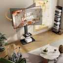 FITUEYES Floor TV Stand for Bedroom, Living Room, Tall Corner TV Stands for TVs 32 37 43 50 55 60 65 70 Inch Swivel TV Mount Stand with Height Adjustable Shelf Upgrade Sturdy Wood Base, Black