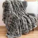 GONAAP Fuzzy Faux Fur Throw Blanket Frosty Black Super Soft Cozy Plush Fuzzy Shaggy Blanket for Couch Sofa Bed (Frosty Black, Throw(50"x60"))