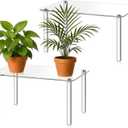 2 Pcs 16 Inch Extra Large Acrylic Risers Display Stands Rectangular 4-leg Acrylic Plant Stand, 6mm Thick Clear Shelf Riser Display Stands for Decor Collectibles Figures and Item Photography
