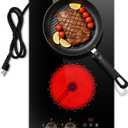 2 Burner Electric Cooktop 110v Hobsir, 2000W Electric Stove Top Burner 12 Inch, 9 Power Levels, Knob & Touch Control, Plug in Cooktop 120v, 99 Mins Timer, Safety Lock, Automatic shutdown
