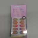 BTArtbox Press On Nails Short - Lamp-Curable Summer Colorful French Tip Almond Press On Nails with Glue for Women, Semi-Transparent Soft Gel Glue On Nails in 16 Sizes - 32 Stick On Nails Kit, Cha-Cha