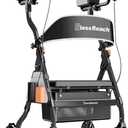 BlessReach Heavy Duty Upright Rollator Walker for Seniors with Seat, 450lb Capacity, 8" All-Terrain Wheels, 6 Height Adjustments, Padded Seat & Backrest, Easy Assembly, Foldable Design, Black