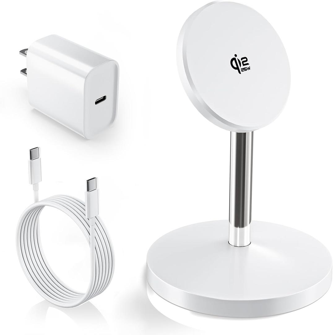 Magnetic Wireless Charger iPhone Stand,Qi2.2-Certified 25W Mag-Safe Charger Fast Charging Stand 35W USB C Adapter 6FT Cable Wireless Fast Charge Station for iPhone 17 Pro Max/17/16/15/14/13/12,AirPods