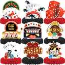 Casino Theme Party Decorations,9 PCS KSKSPE Casino Centerpieces for Tables Honeycomb Centerpieces 3D Casino Theme Party Decor Supplies Boys Girls