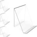 Boloyo Acrylic Book Stand Without Ledge,6 Inch 4PC Clear Acrylic Display Easel Transparent Display Stand Holder Tablet Holder for Displaying Pictures,Books,Artworks, CDs