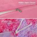 EMME Luxury Fuzzy Duvet Cover Set King Size Fluffy Comforter Cover Set for King Bed 2 Pieces Shaggy and Plush Soft Bedding Duvet Covers (Rainbow Pink Purple, King)