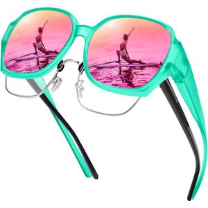 URUMQI Polarized Sunglasses Fit Over Glasses for Women, UV400 Protection Square Shades Extra Large Sun Glasses