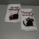 Artoid Mode Black Cats Ball Love Hearts Valentine's Kitchen Towels Dish Towels, 18x26 Inch Anniversary Wedding Decoration Cleaning Set of 2