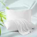 Bamboo Viscose Zippered Pillow Cases King Size Set of 2, 400 Thread Count Cooling Pillow Protectors for Hot Sleepers, Luxurious Hotel Quality - Silky, Soft, Breathable (20x36 Inches, White)