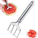 BOXOB Watermelon Cutter Slicer, Stainless Steel Watermelon Cutting Tool Portable Fruit Cutter for Melon Mango Home Kitchen Gadget Camping Party