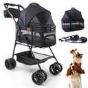 Pet Stroller for Small Dogs Cats with Wheels, Detachable Carrier, Max Load 33 lbs, Easy Folding, Compact Portable, Dog Carriage Cart Car Seat 3 in 1