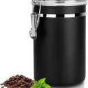 Stainless Steel Food Container with Clear Lids Airtight Storage Container Small Canisters Kitchen Pantry Storage for Cereal, Snacks, Candy, Herbs, Spices, Sugar, Tea (1.8L Dark Black)