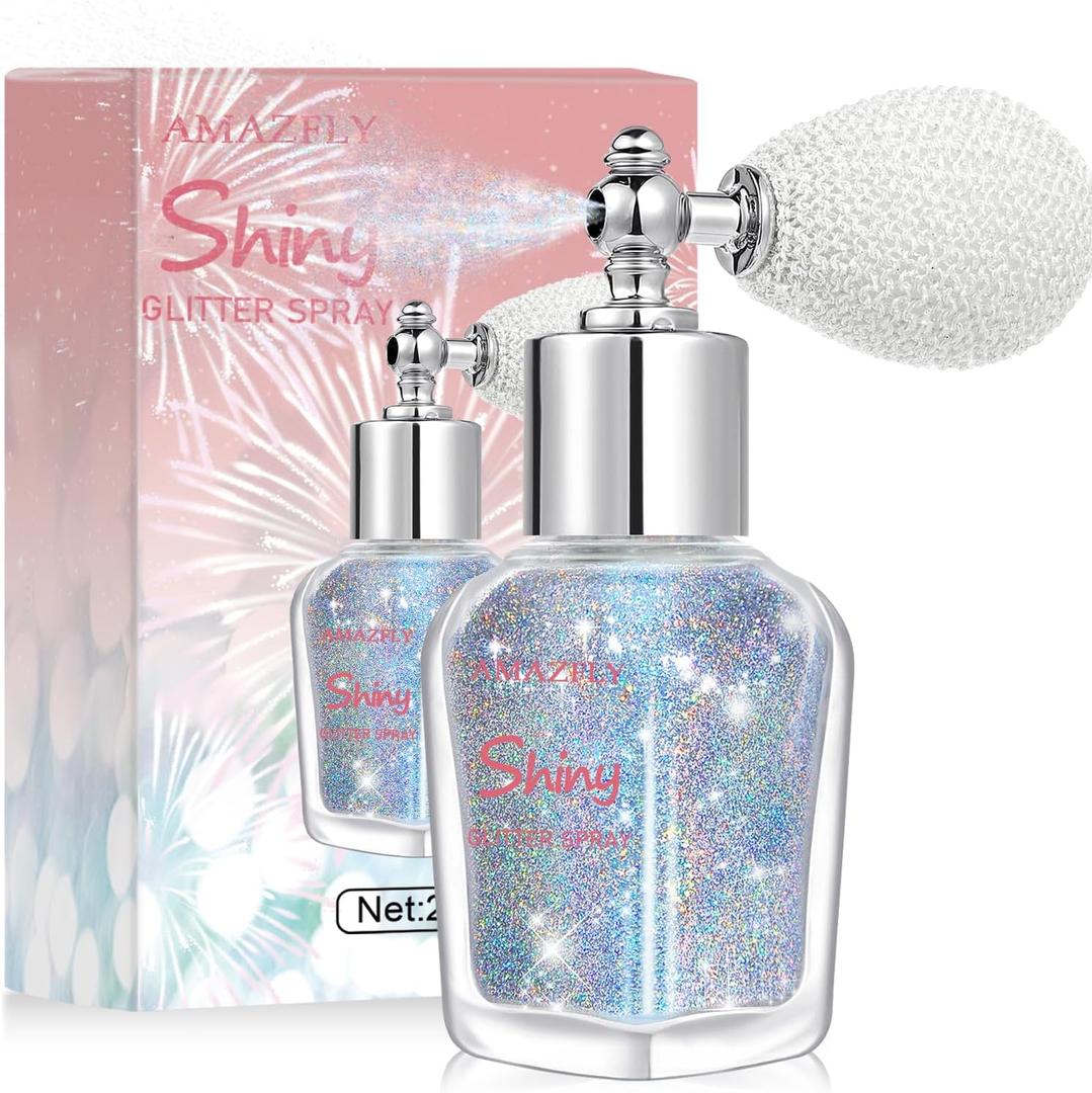 Hair and Body Glitter Spray, Shimmering Powder Sparkle Powder Makeup, Glitter Loose Sparkle Makeup for Body Highlighter, Festival Prom Rave Accessories (Glint-Rainbow)