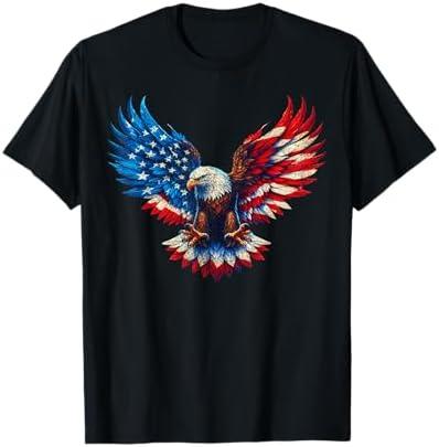 American Flag Bald Eagle Patriotic Eagle 4th of July USA T-Shirt Medium ,Black