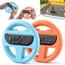 Steering Wheel for Nintendo Switch 2 Joy Con, Switch 2 Racing Wheel for Mario Kart World & 8 Deluxe, NS2 Racing Games Accessories with Ergonomic Design and Easy to Install - 2 Packs Orange & Blue