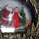 Christmas Snow Globe Lantern Water Glittering Lantern with Santa Claus 8 Music Songs & 6H Tim er Christmas Snow Globes USB & Battery Operated for Christmas Festival Decorations Gifts (Bridge-Santa)