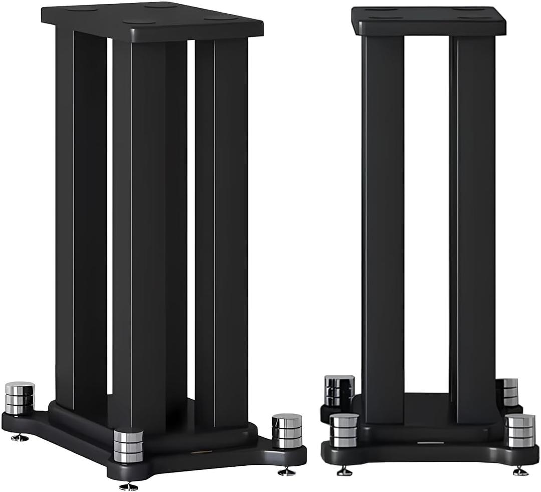 A Pair of Speaker Stands, Heavy Duty Speaker Stands Holds Bookshelf Speaker Satellite Speaker Large Speaker, Vibration-Absorbing MDF Design, Holds 88lbs Speaker (Black, 70cm/27.5in)