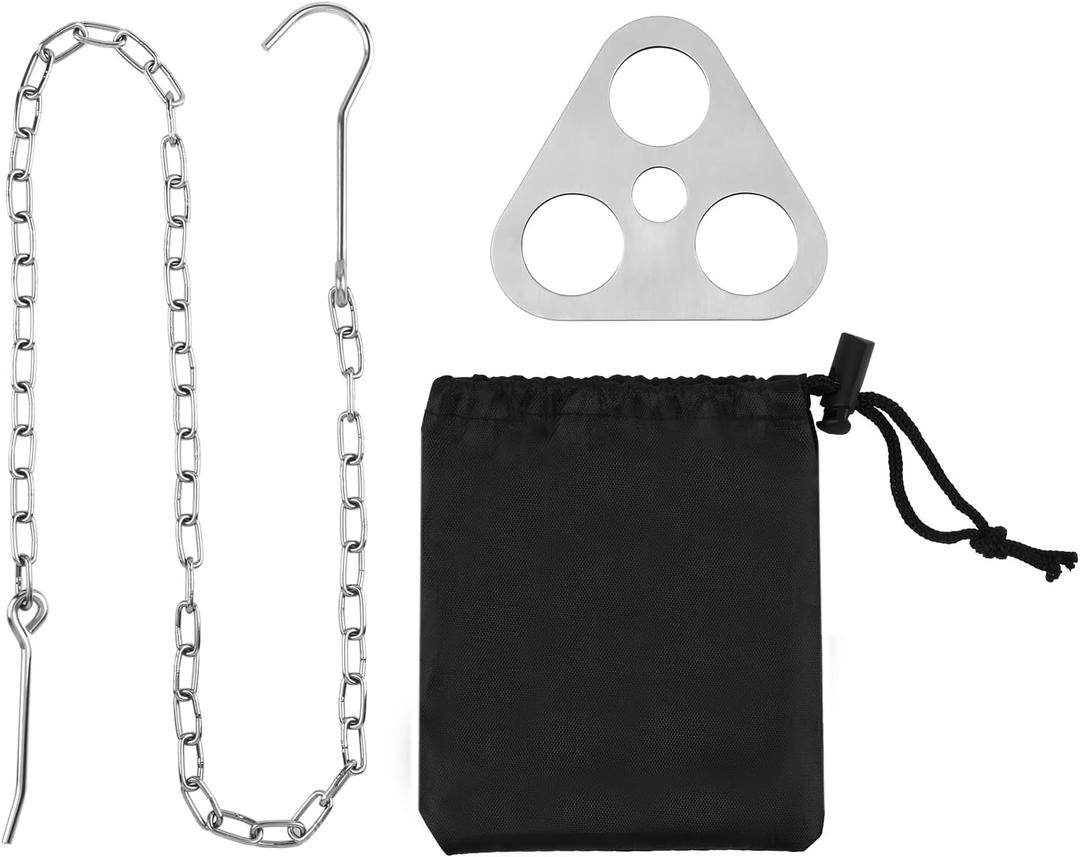 DS. DISTINCTIVE STYLE Stainless Steel Campfire Tripod Plate for Outdoor Cooking - Turn Branches into Camping Tripod for Hanging Cookware - Camping Accessories for Fire Pit and Outdoor Oven