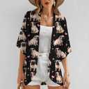 Pug Cardigan Kimono for Women Summer Lounge Lightweight Beach Cover Ups for Swimwear Walking Vacation Party, Large