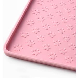 Ptlom Pet Placemat for Dog and Cat, Mat for Prevent Food and Water Overflow, Suitable for Small, Medium and Big Pet 18" 12", Pink