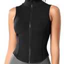FEOYA Women's Full Zip Vest, Slim Fit Athletic Tank Top, Lightweight Running Yoga Workout Gym Shirt, Black