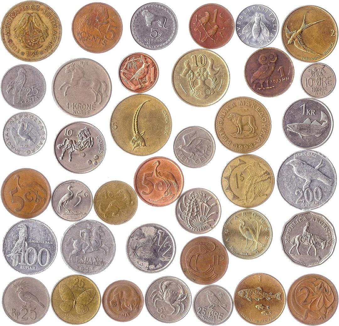 20 Different Coins with Animals, Birds, Beetles, Fishes, Crustaceans, Insects, MOLLUSCS, ARACHNIDS, Reptiles, Mammals