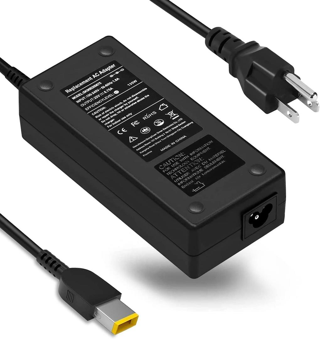 TSKYBEAR 135W AC Adapter Charger Compatible with Lenovo ADL135NLC3A ADL135NDC3A Legion Y50 Y520 Y530 Gaming Series IdeaPad Y50-70 Y40-70 Y700 3-15 Gaming ThinkPad T440p T540p T570 Laptop Power Cord
