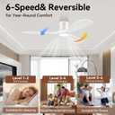 Livory 52 Wood Smart Flush Mount Ceiling Fans with Lights and Remote,Quiet DC Motor,Outdoor Indoor Ultra Low Profile Ceiling Fan works with Alexa WIFI APP,Modern White Ceiling Fan for Bedroom Patio, 52"-voice+app+remote Control