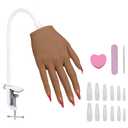 KnowU Silicone Nail Practice Hand, Acrylic Nails Manicure Model, Durable Nail Training Mannequin for Beginners and Professionals, Brown